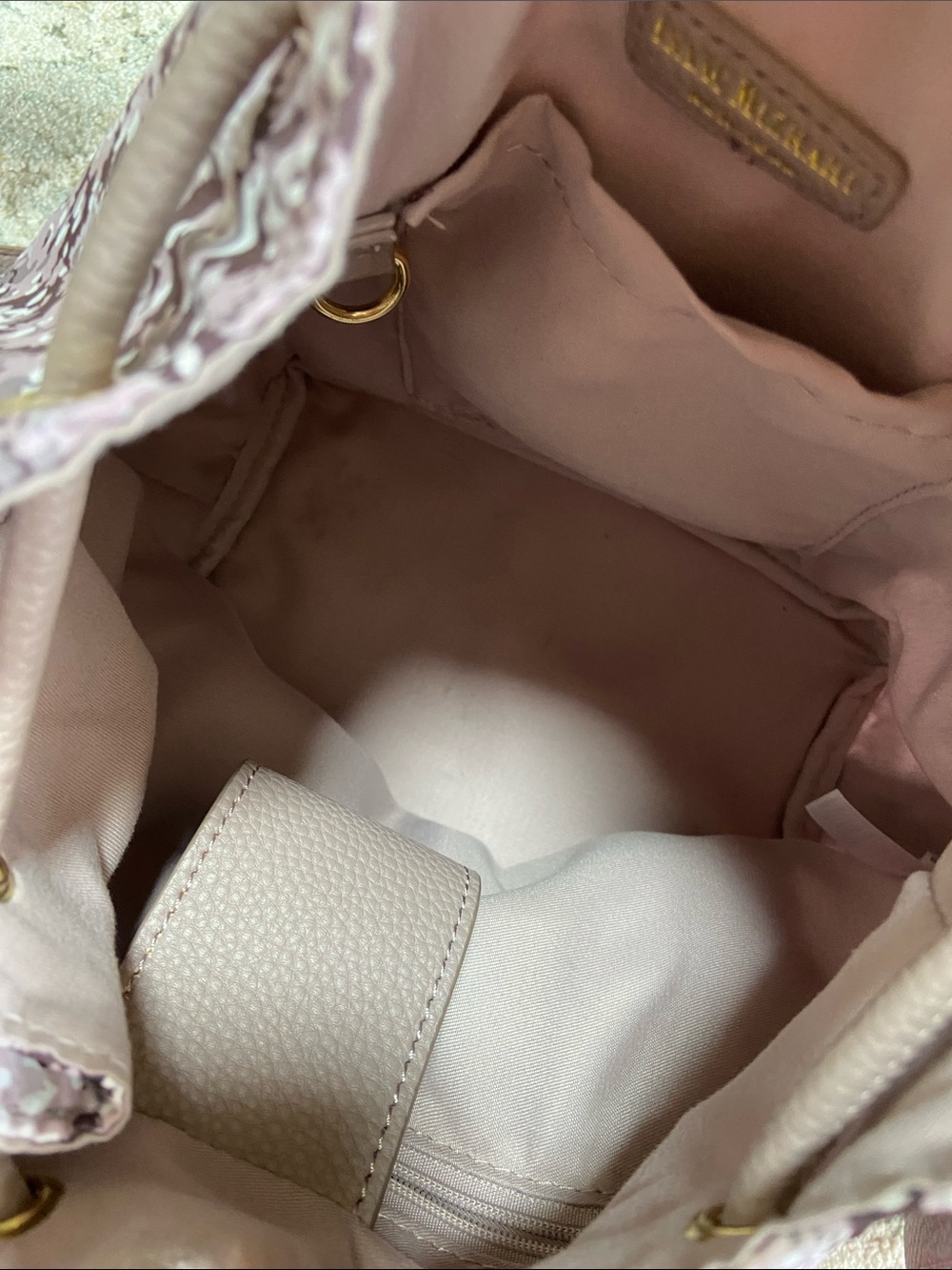 Isaac Mizrahi Mauve Plum Floral Drawstring Bucket Bag with Cardholder - Picture 8 of 13